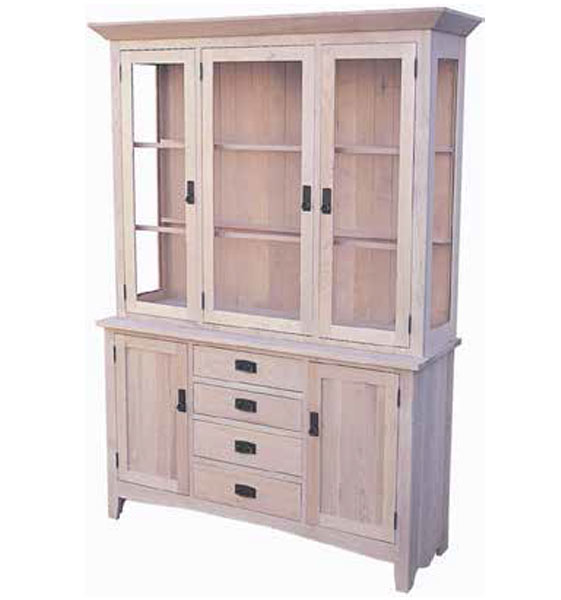 Shaker 5 Door / 4 Drawer Hutch & Buffet with crown - Mennonite Furniture